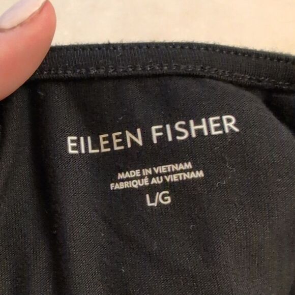 Eileen Fisher Black Cap Sleeve Zip Front Ponte Lantern Jumpsuit Size L - Picture 5 of 10